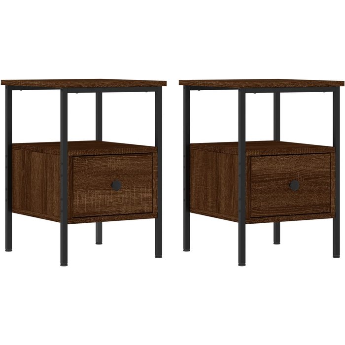 Mesitas noche 2 uds madera ingeniería marrón roble 34x36x50 cm - comfortxl