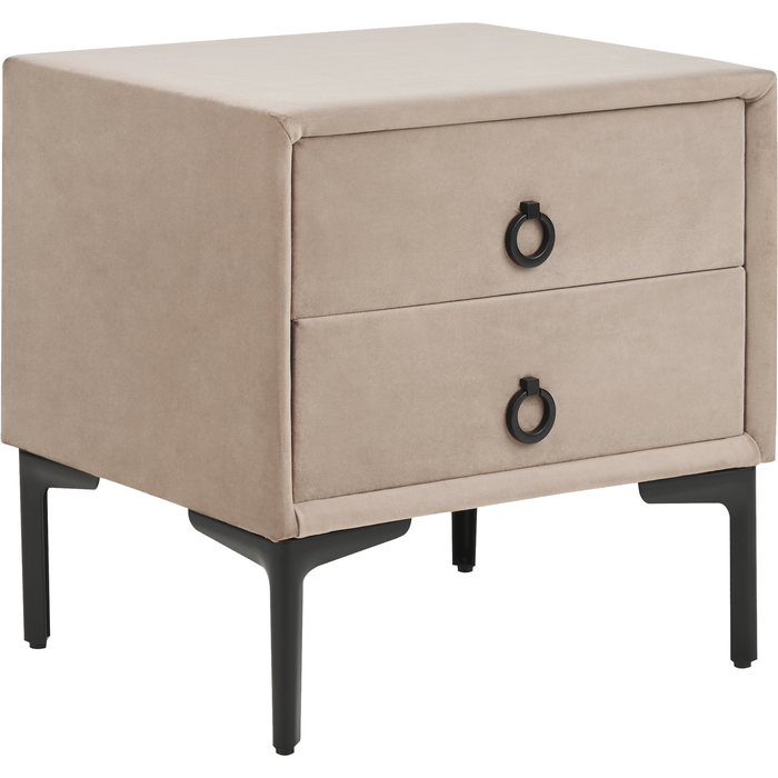 Beliani mesita de noche 2 cajones sezanne terciopelo gris pardo