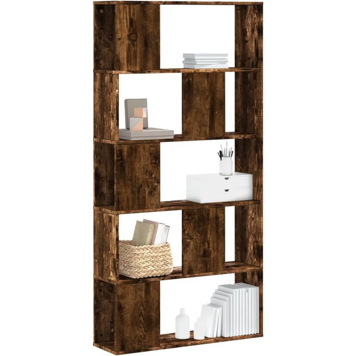 Librería 5 niveles de madera contrachapada de roble ahumado