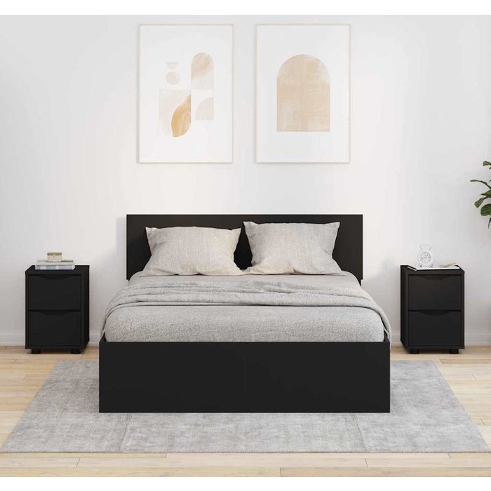 Maison exclusive - mesas de noche con cajón 2 pcs negro 30,5 x 30 x 43 cm