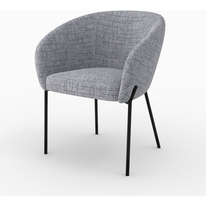 Silla de tela gris jaspeado y patas de metal negro - andy