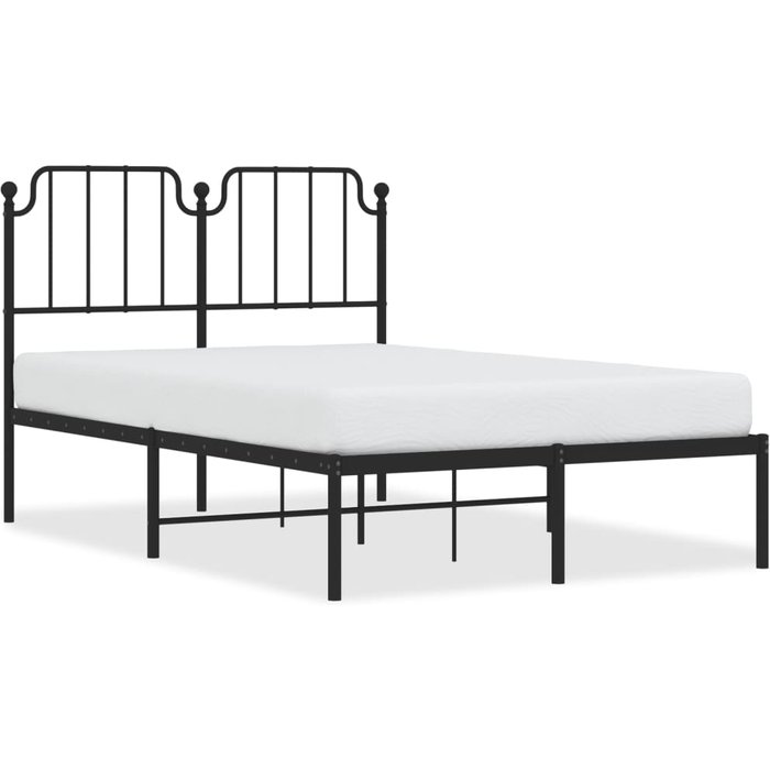 Estructura cama sin colchón con cabecero metal negro 120x200 cm — comfortxl