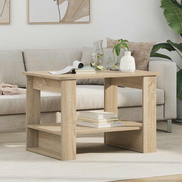 Mesa de centro, roble sonoma, 72 x 50 x 50 cm, madera de ingeniería.
