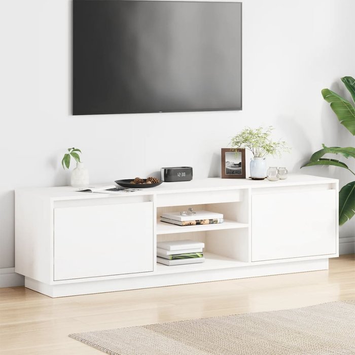 Mueble de tv madera maciza de pino blanco 140x35x40 cm vidaxl