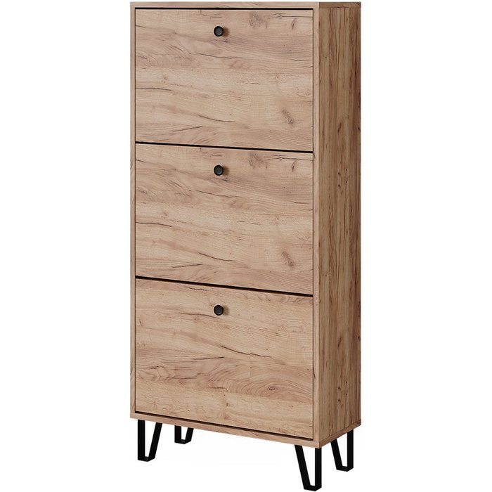 Vicco mueble zapatero siri, roble dorado, 130 x 60 cm con 3 cajones abatibles