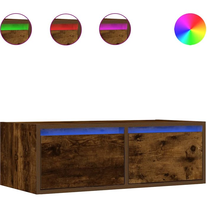 Mueble de tv con luces led roble ahumado 75x35,5x25 cm - comfortxl