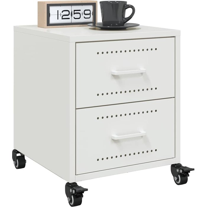 Mesitas de noche 2 unidades acero blanco 36x39x43,5 cm