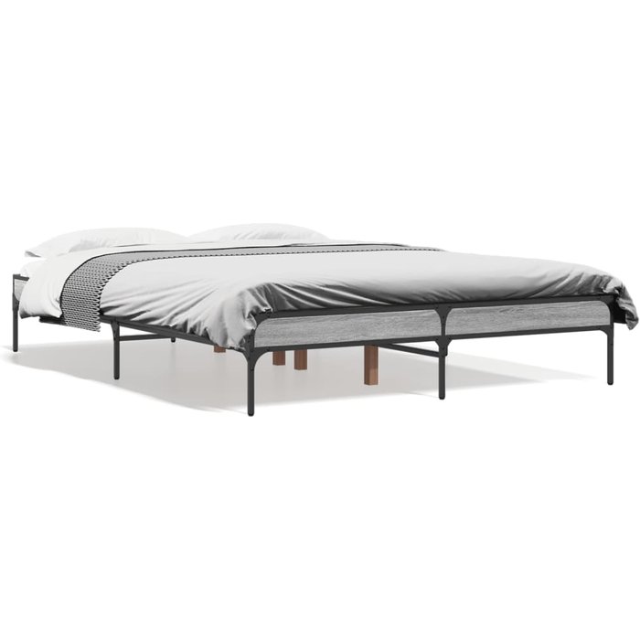 Estructura cama madera ingeniería metal gris sonoma 120x190 cm — comfortxl