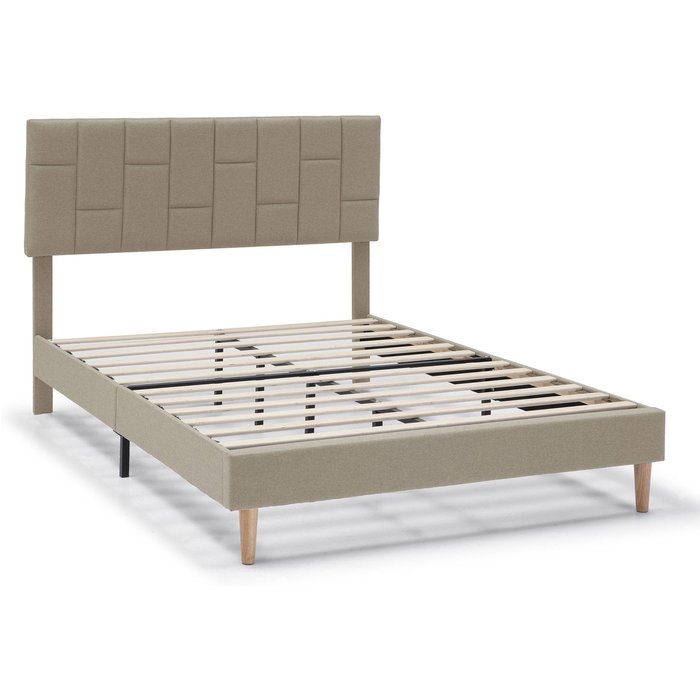 Estructura de cama tapizada sorni de 30 cm, 90x190 cm, beige