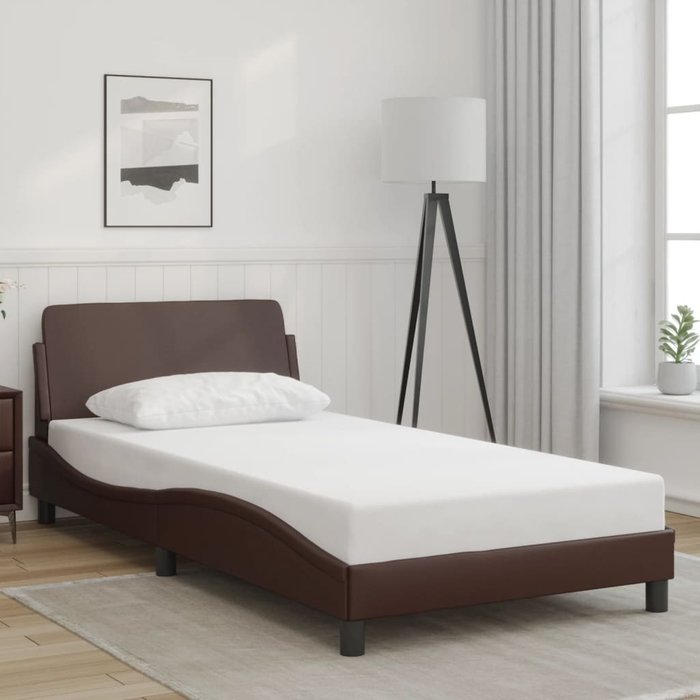 Estructura de cama dover cuero sintético marrón 100x200cm
