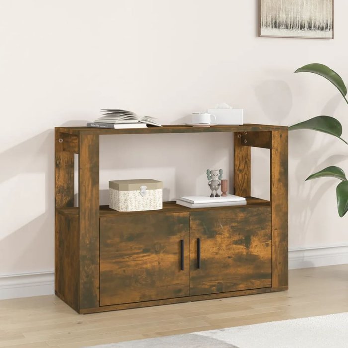 Maison exclusive - aparador madera contrachapada color roble ahumado 80x30x60 cm
