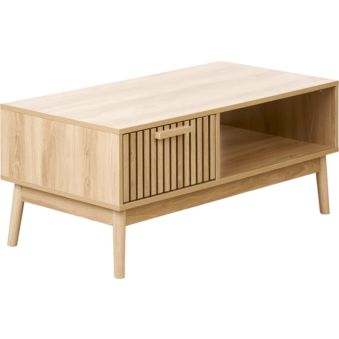 Beliani mesa de centro lynwood marrón claro con almacenaje