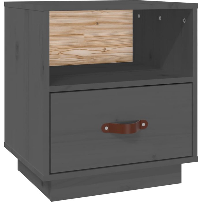 Mesita de noche madera maciza de pino gris 40x34x45 cm - comfortxl