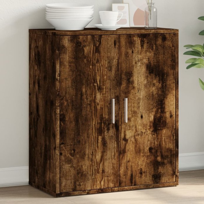 Aparador de roble ahumado de 60x31x70 cm, fabricado en madera de ingeniería.