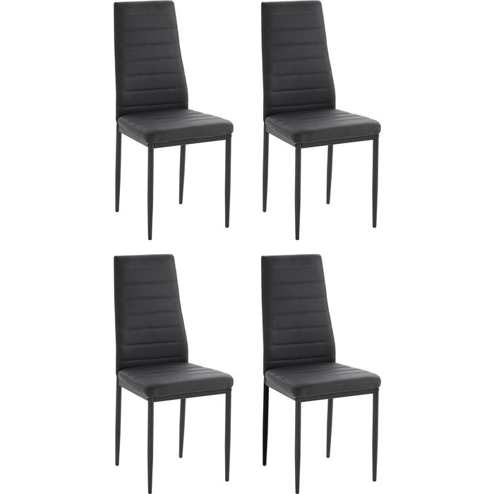 Conjunto de 4 sillas de comedor tapizadas en pu negro