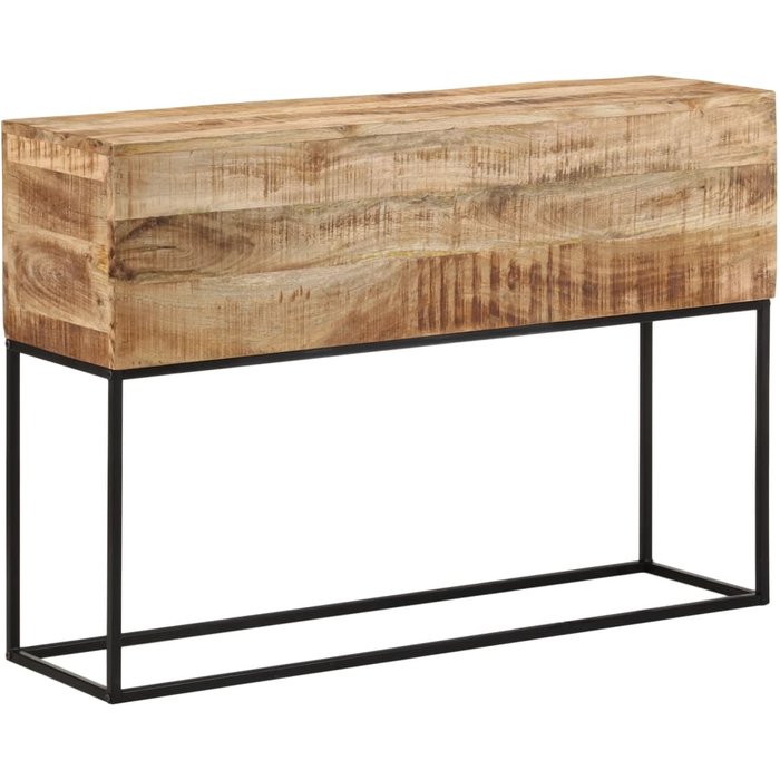 Mesa consola madera maciza mango rugosa y hierro 110x30x75 cm