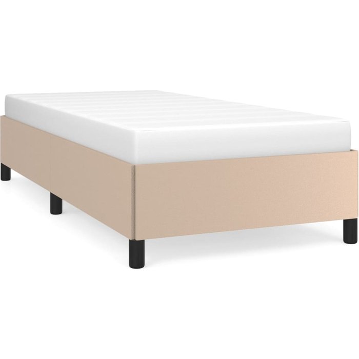 Estructura cama sin colchón cuero sintético capuchino 80x200 cm — comfortxl