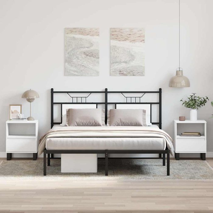 Mesitas de noche de 2 piezas, blancas, 40x35x50 cm, madera de ingeniería.