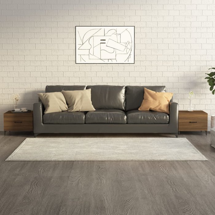 Mesas de centro con patas metal 2 uds marrón roble 50x50x40 cm - comfortxl
