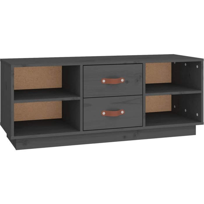 Mueble tv gris 100x34x40 cm madera maciza de pino