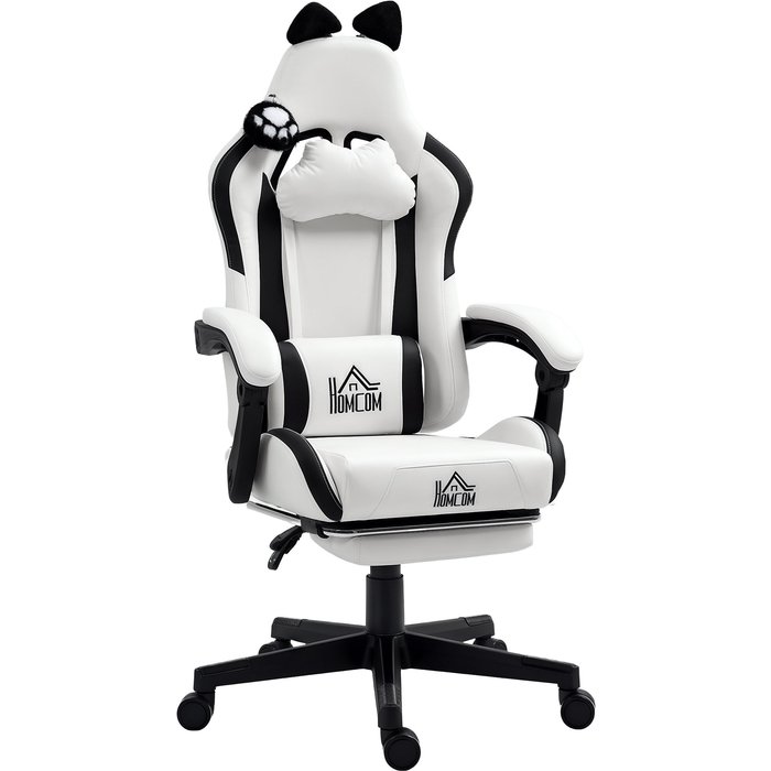 Silla gaming homcom pvc blanco 65x62x124 cm