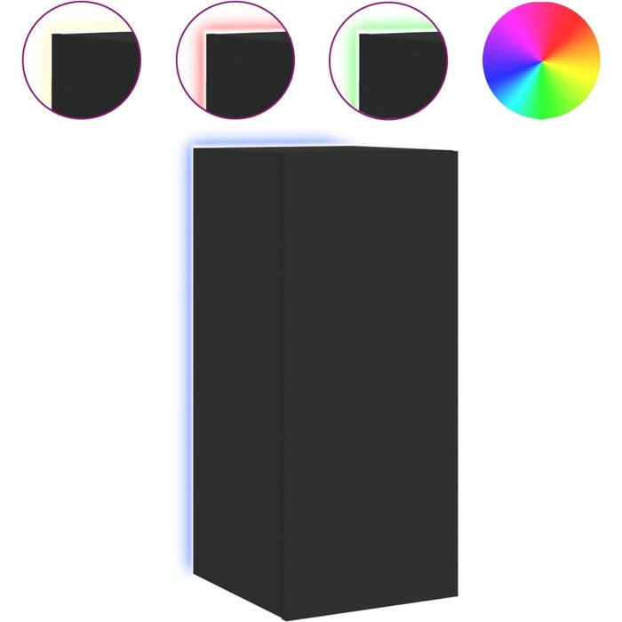 Mueble de tv de pared con iluminación led negro 30,5x35x70 cm - comfortxl