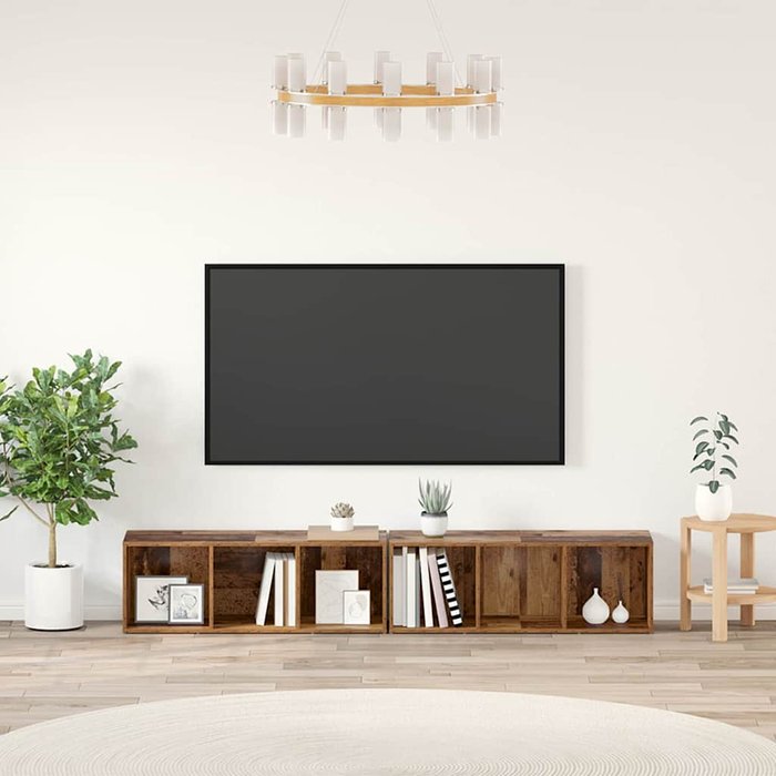 Conjunto de tv de 2 piezas, madera antigua, 37 x 35 x 107 cm