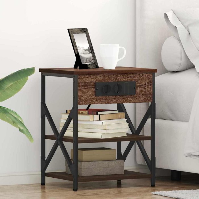 Maison exclusive - armario de noche con estante roble marrón 41 x 31 x 51 cm