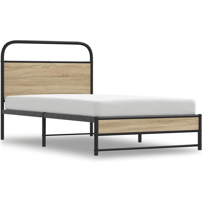 Estructura de cama sin colchón 90x190 cm madera roble ahumado — comfortxl