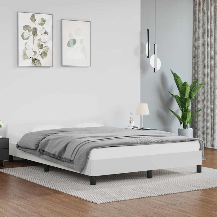 Estructura de cama con cabecero sin colchón blanco 140x190 cm