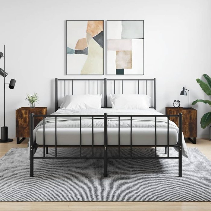 Mesitas noche 2 uds madera ingeniería roble ahumado 40x40x50 cm vidaxl