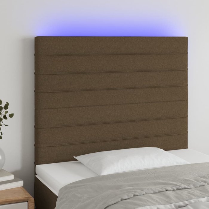 Maison exclusive - cabecero con luces led tela marrón oscuro 90x5x118/128 cm