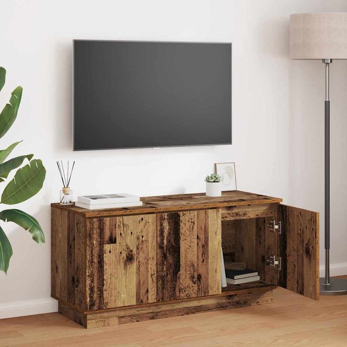 Mueble de tv con led madera vieja 100 x 38 x 49 cm