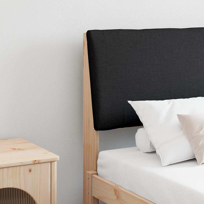 Cabecero tapizado negro 200 cm madera de pino macizo vidaxl