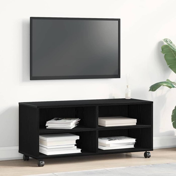 Gabinete de tv negro 90 x 35 x 35 cm madera contrachapada