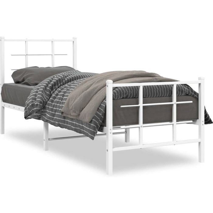 Vidaxl estructura cama metal con cabecero y pie cama blanca 80x200 cm