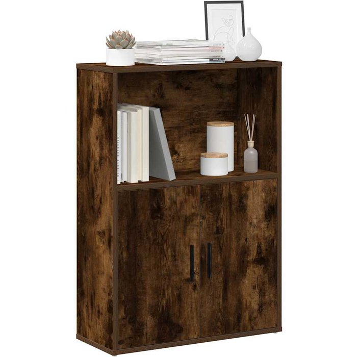 Librería de roble ahumado, 60x24x85 cm, madera de ingeniería. - pangivo