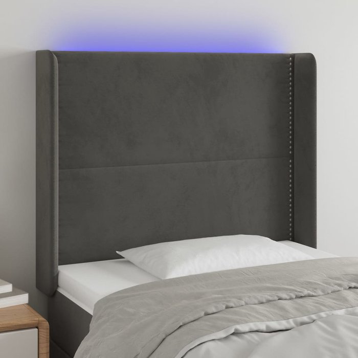 Cabecero led gris oscuro 83x16x118/128 cm terciopelo