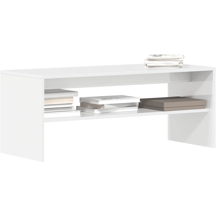 Mueble de tv madera contrachapada blanco brillante 100x40x40 cm
