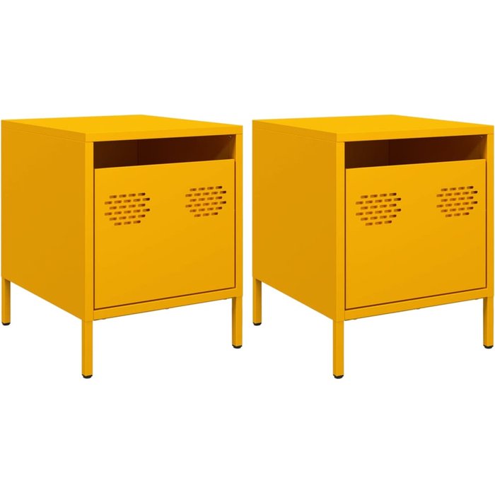 Mesitas de noche 2 uds acero amarillo mostaza 35x39x43,5 cm - comfortxl