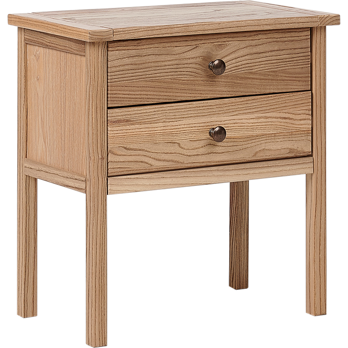 Beliani mesita de noche 2 cajones salton madera marrón