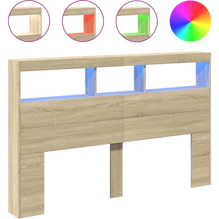 Cabecero de cama - mueble cabecero con led roble sonoma 160x17x102 cm
