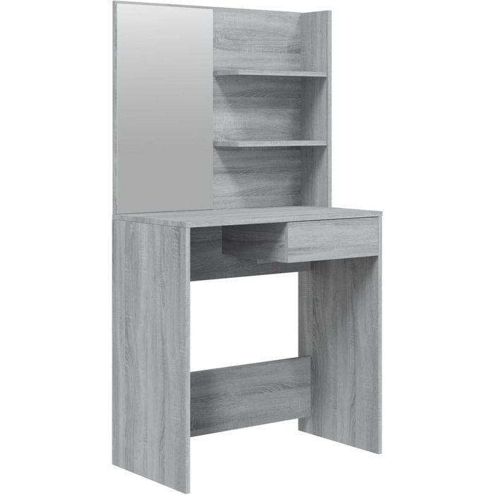 Tocador con espejo color gris sonoma 74,5x40x141 cm - comfortxl