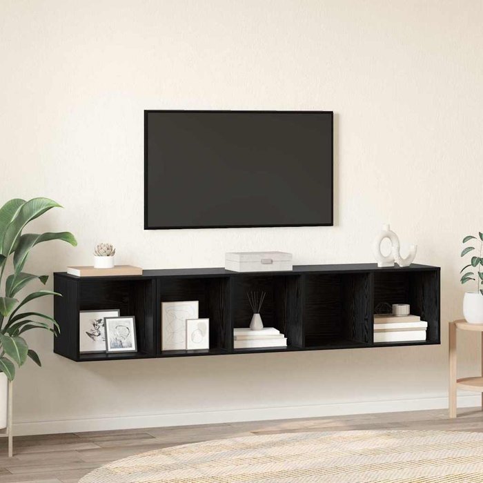 Juego de muebles de tv 2 pcs roble negro 37 x 37 x 142.5 cm