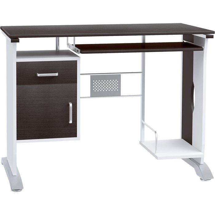 Escritorio de ordenador de diseño 100l x 52w x 75h cm marrón, negro y blanco