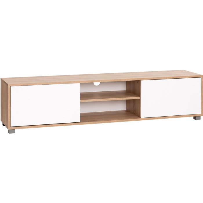 Mueble tv roble sonoma y blanco de 180 x 40 x 41 cm. atenea
