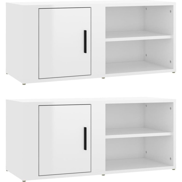 Mueble tv 2 piezas madera blanco brillo 80x31,5x36 cm - comfortxl