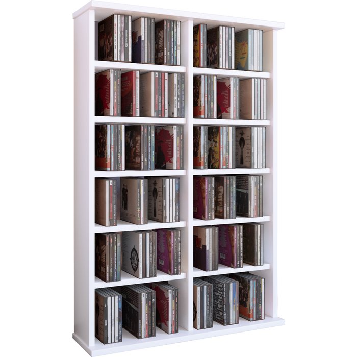 Vcm estante de medios de cd/dvd ronul blanco h. 92 x b. 60 x t. 18 cm