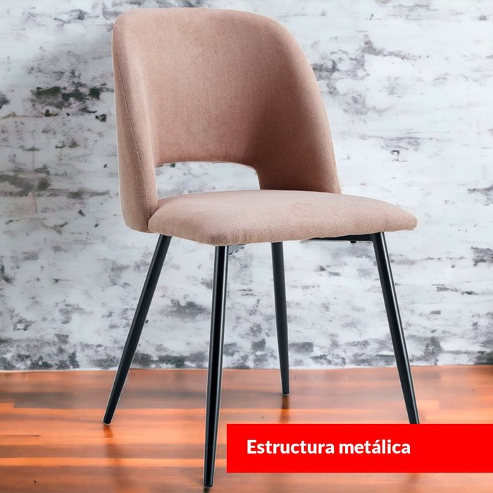 Pack de 2 sillas de comedor venus tejido acolchado beige/negro adec