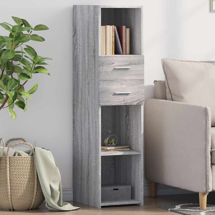 Maison exclusive - aparador alto madera de ingeniería gris sonoma 30x42,5x124 cm